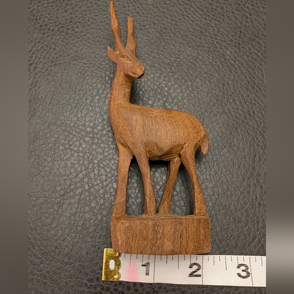 Vintage Gazelle Hand Carved Wood Art Decor Sculpture Trinket MCM African Safari - Picture 8 of 9
